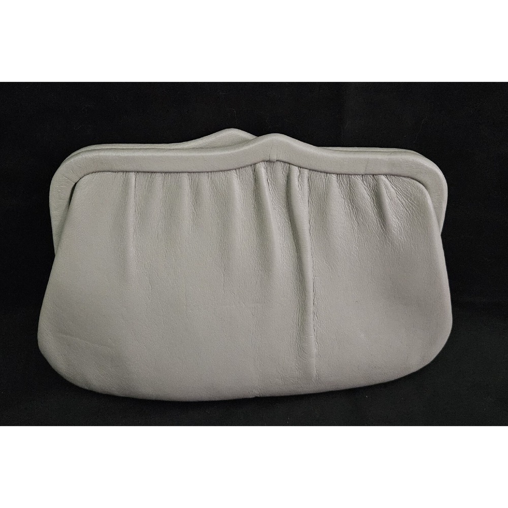 Vintage 1950s dove Gray ANDE Clutch Handbag With Gold Convertible Gold Chain - Picture 1 of 4